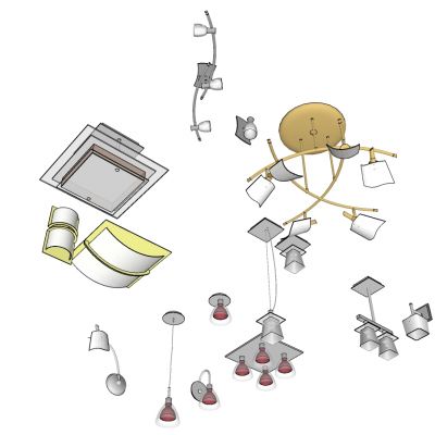 现代吸顶灯导轨灯SU模型
