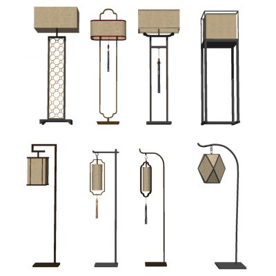 新中式落地灯SU模型