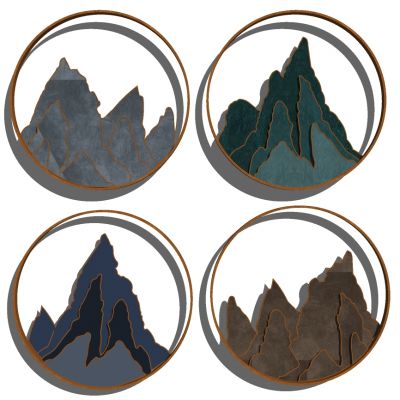 新中式床头背景墙金属墙饰挂饰挂件