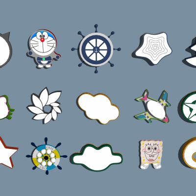 现代儿童卡通动漫形状异形吸顶灯吸顶灯组合SU模型