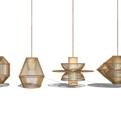新中式东南亚民宿编织藤编吊灯