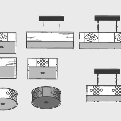 中式金属吸顶灯吊灯组合