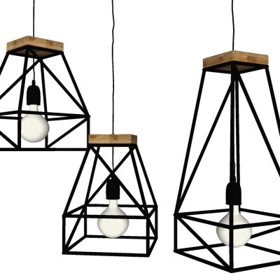 现代北欧工业风金属铁艺灯泡吊灯