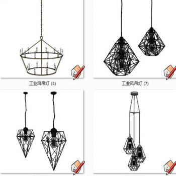 工业风吊灯SU模型