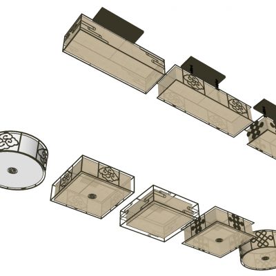 新中式吸顶灯吊灯组合