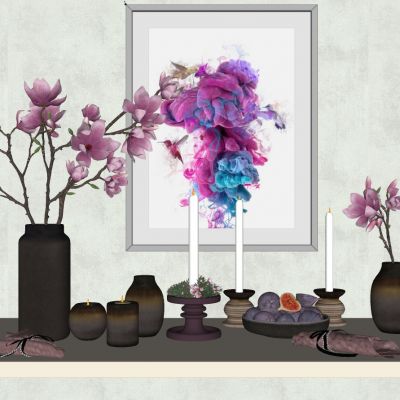 新中式花瓶插花摆件烛台