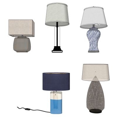 新中式台灯陶瓷青花瓷台灯藤编编织台灯组合