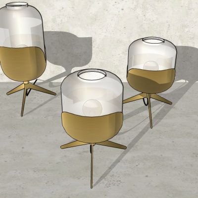 新中式金属玻璃透明台灯组合