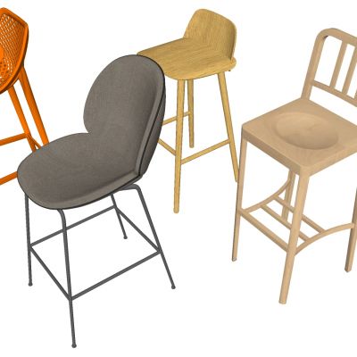 现代实木吧台吧椅