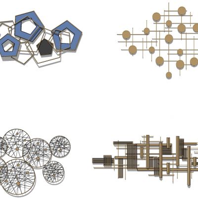 新中式床头背景墙金属墙饰挂饰挂件
