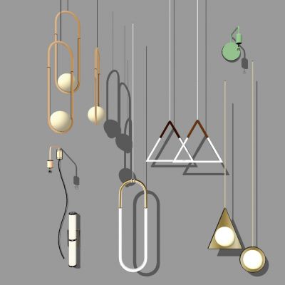现代北欧金属数据线吊灯异形小吊灯壁灯