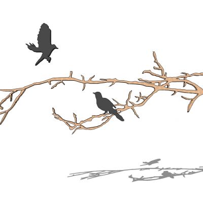 新中式树枝小鸟床头背景墙