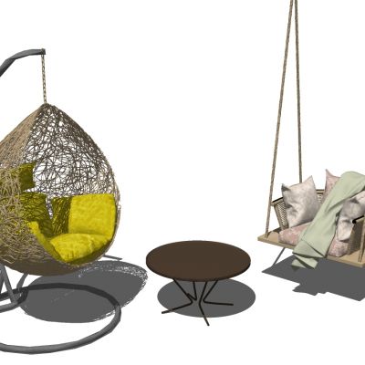 北欧现代简约室内阳台休闲实木藤编编织吊椅