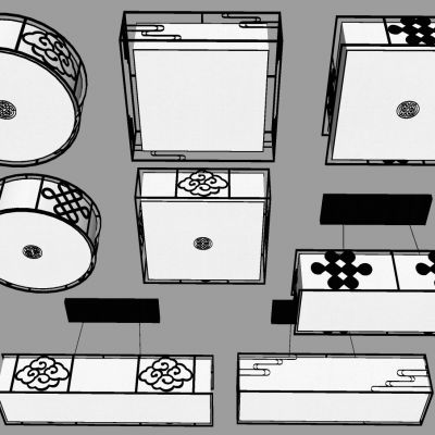 中式吸顶灯吊灯组合