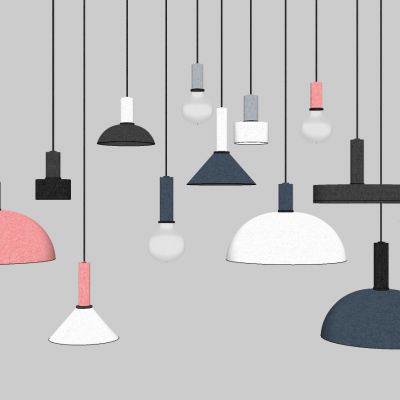 现代工业风灯罩灯泡吊灯Ske