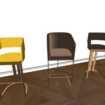 后现代轻奢皮革吧椅