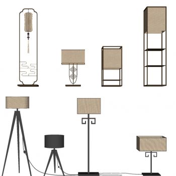 新中式落地灯SU模型