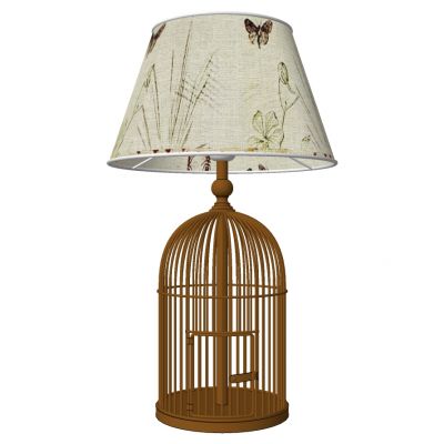 美式乡村复古金属铁艺鸟笼子台灯