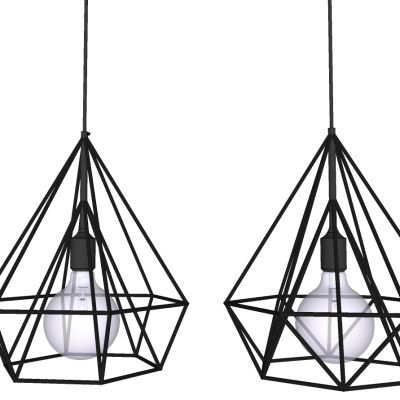 现代北欧工业风金属铁艺钻石形状灯泡吊灯