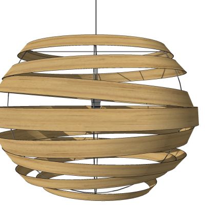 东南亚民宿工业风木制藤编席编竹编织吊灯SU模型