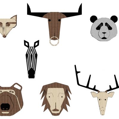 北欧儿童房卡通动物头像挂饰挂件儿