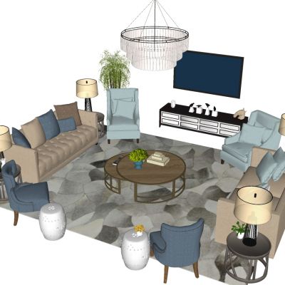 欧式地中海简欧式美式沙发茶几电视柜