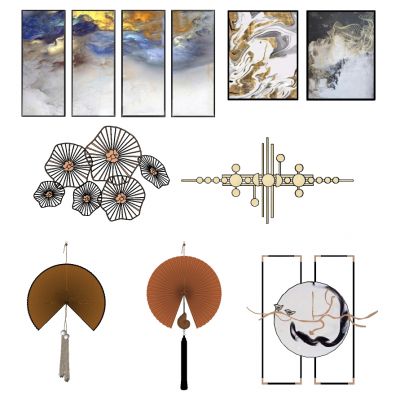 新中式床头背景墙金属墙饰挂饰挂件