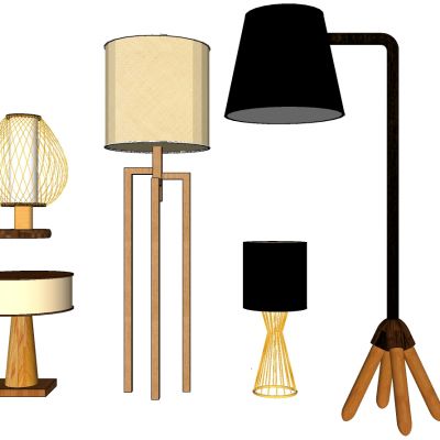 新中式北欧式金属铁艺木制台灯落地灯