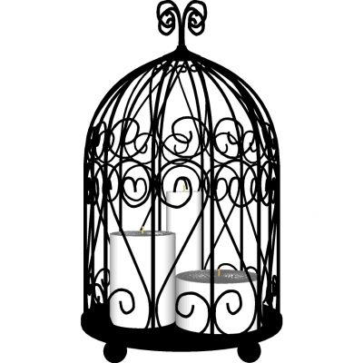 欧式地中海铁艺鸟笼落地灯摆件SU模型