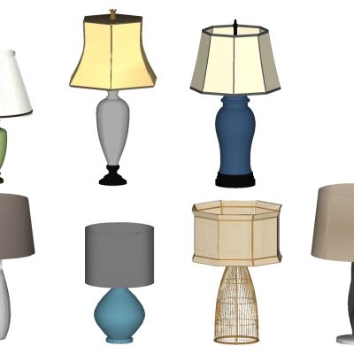 现代新中式陶瓷青花瓷铁艺台灯