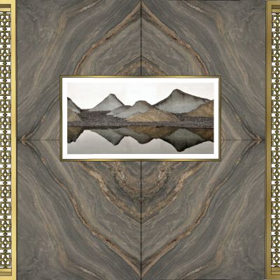 新中式金属花格格栅屏风隔断电视背景墙