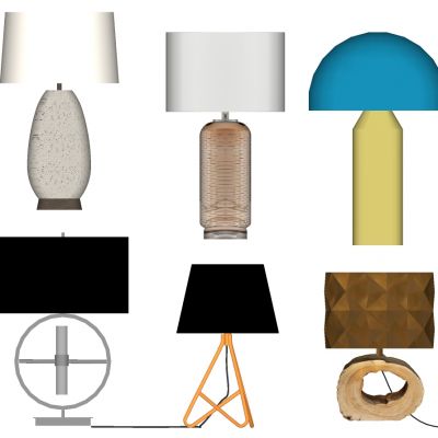 现代陶瓷青花瓷铁艺木制台灯