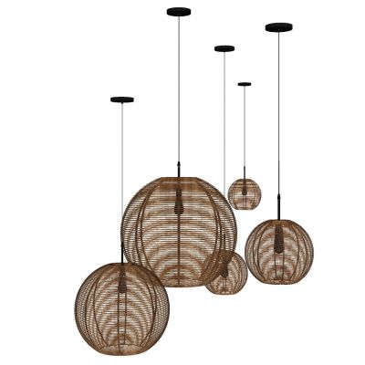 东南亚新中式民宿藤编竹编织吊灯