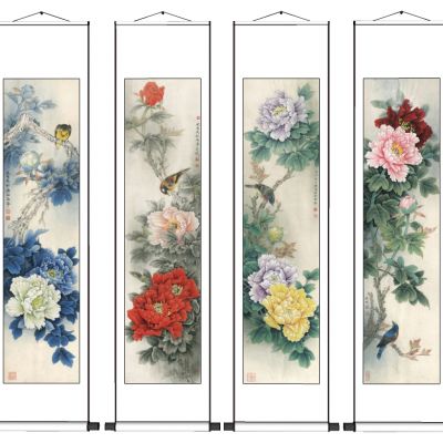 中式花鸟字画国画牡丹国画