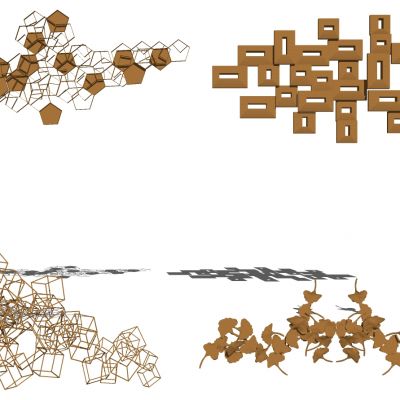 新中式床头背景墙金属墙饰挂饰挂件