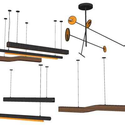 新中式服务台办公工位吊灯条形灯金属吊灯