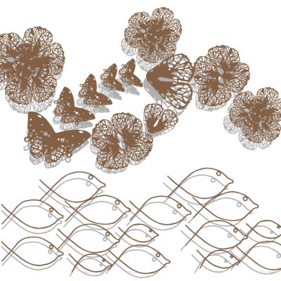 新中式蝴蝶荷叶鱼形状小鱼床头背景墙