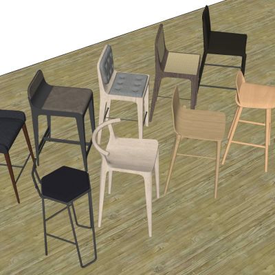 现代实木吧台吧椅