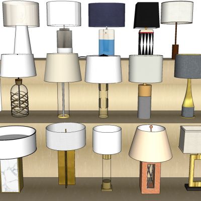 现代欧式新中式玻璃透明台灯金属台灯大理石台灯组合