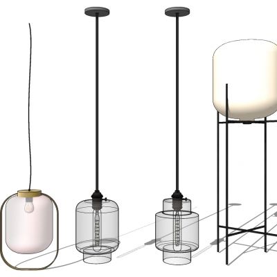 新中式透明玻璃吊灯落地灯