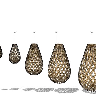新中式东南亚民宿编织藤编吊灯