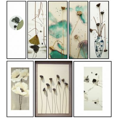 新中式抽象荷花荷叶挂画装饰挂画