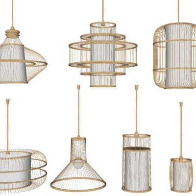 新中式东南亚民宿编织藤编吊灯