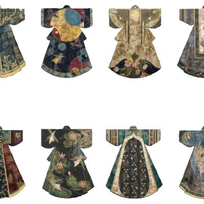 新中式古代衣服服装床头背景墙