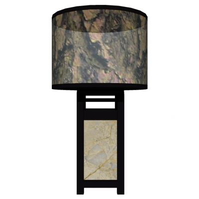 新中式古典山水画灯罩台灯