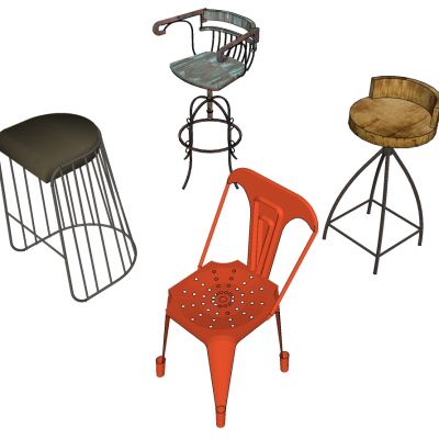 工业风金属铁艺雕花吧椅