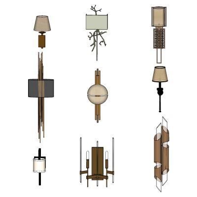 欧式新中式现代金属铁艺壁灯干枝树枝壁灯组合