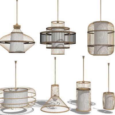 新中式东南亚民宿编织藤编吊灯
