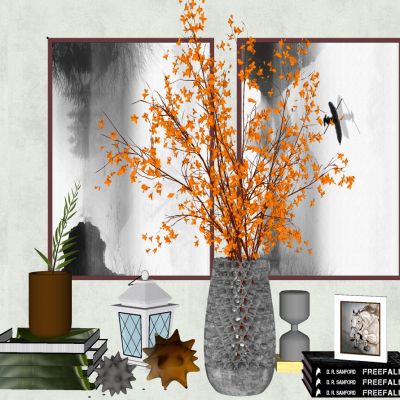 新中式花瓶插花摆件烛台