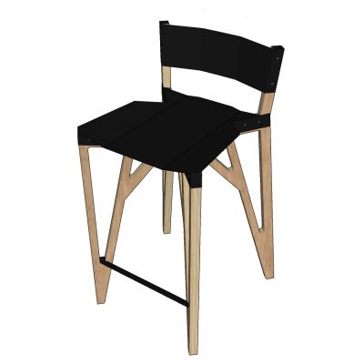现代实木吧椅